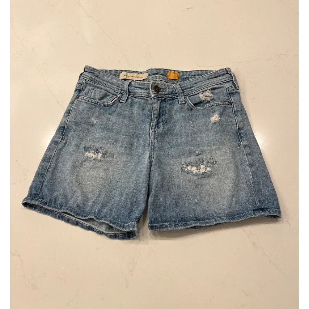 Pilcro | Anthropologie Jean Shorts Size 24 Mid Rise Hyphen Distressed Denim - Picture 2 of 8